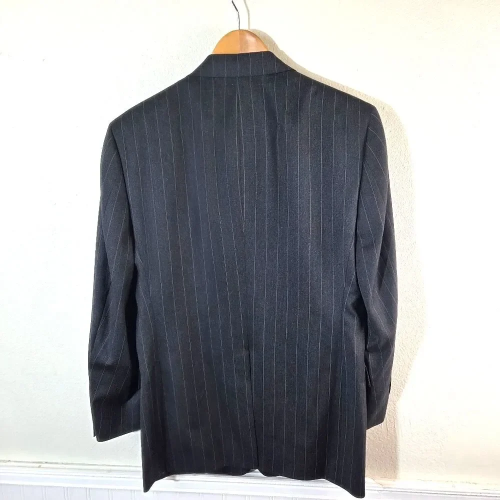 Burberry London Mens Pinstripe Blazer Sport Coat Union Made USA Gray